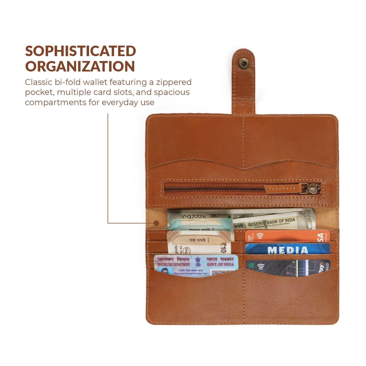 Portafoglio classico bi-fold Milan | | Marrone chiaro