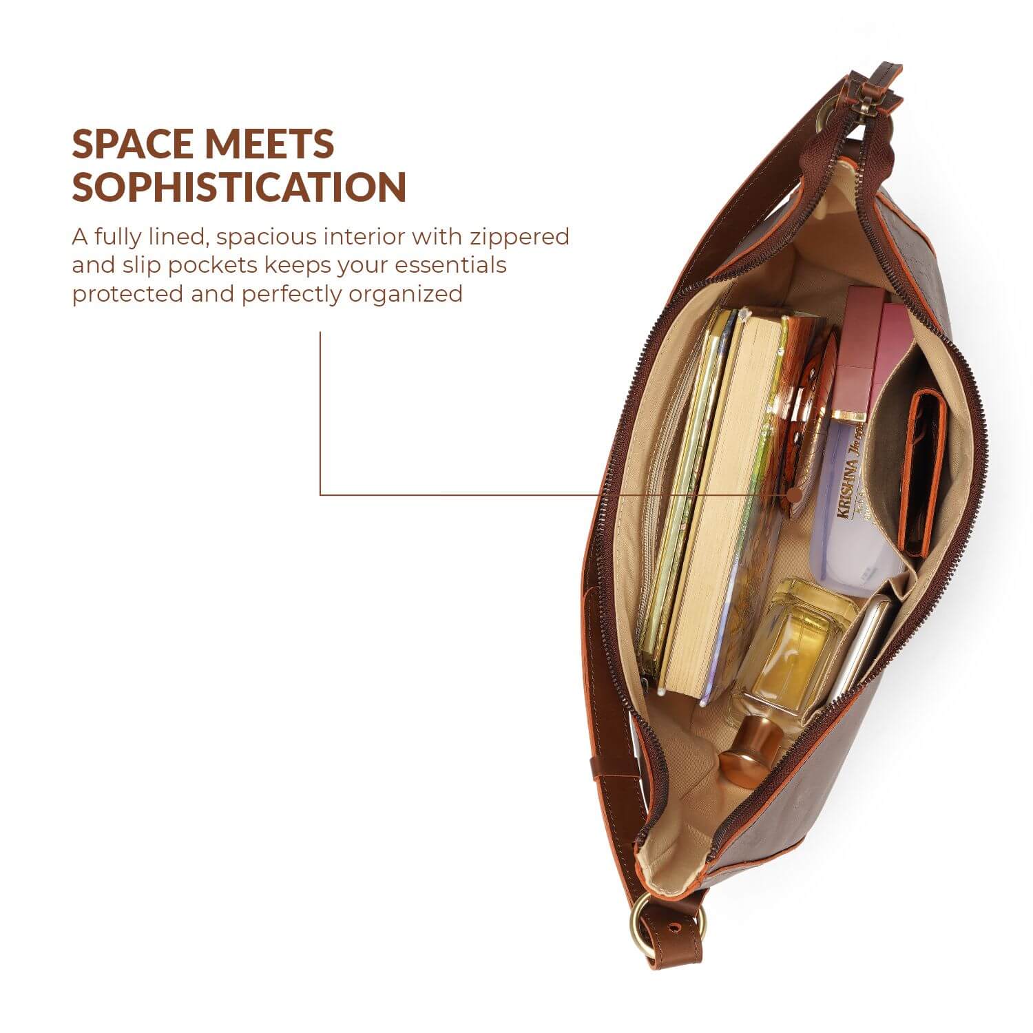 Paris Halbmond-Schultertasche | Braun